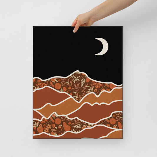 Midnight Floral Desert Canvas Print