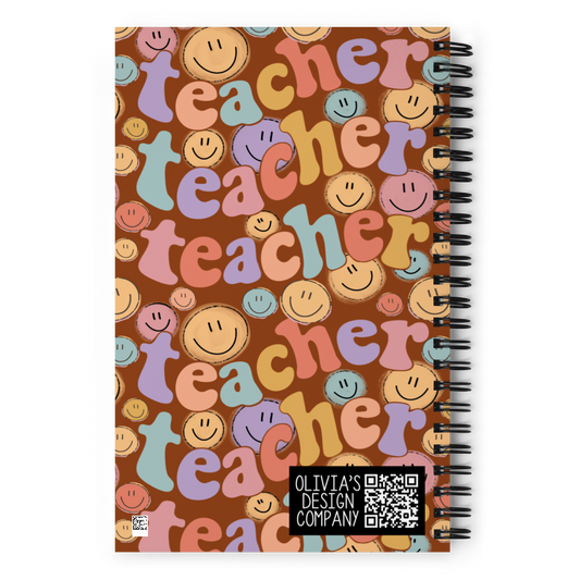 Boho Teacher Smiley Spiral Notebook
